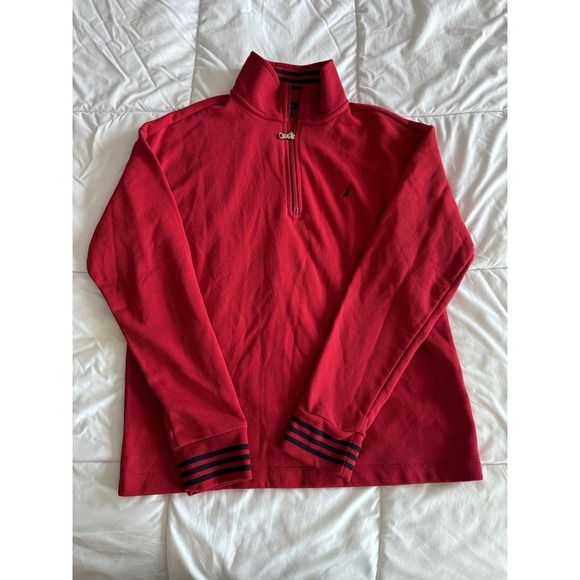 Nautica Women's Quarter 1/4 Zip pullover Size Small Color: Red,Navy NWOT - Picture 4 of 13